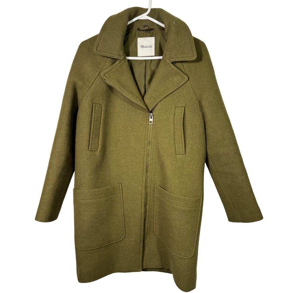 Madewell Eldridge Insuluxe Wool Cashmere Zip Coat Olive Size XS/S Preppy